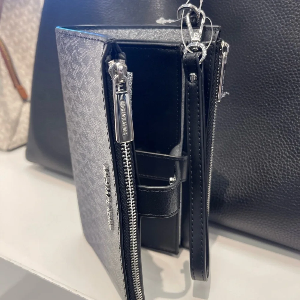 MICHAEL KORS Jet Set Lg Ombré Signature Logo Double Zip Wristlet Phone Hd Wallet